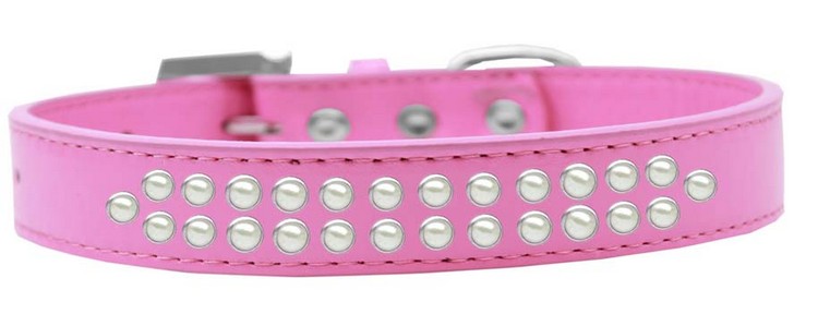 Two Row Pearl Size 12 Bright Pink Dog Collar